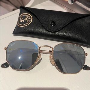 Ray-Ban Reflective Chrome Silver Hexagon Sunglasses
